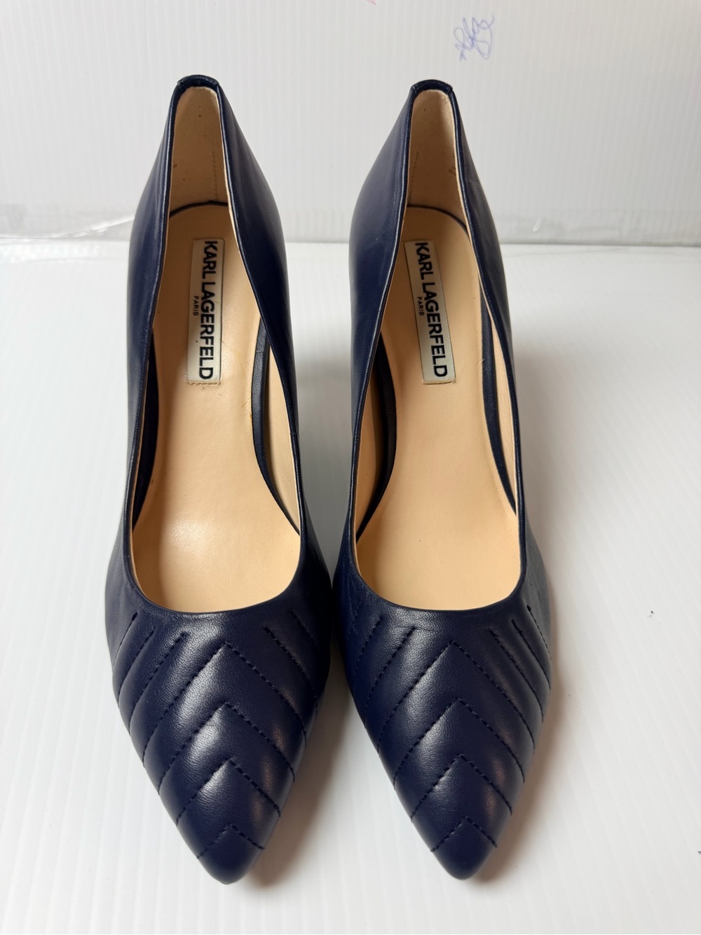 Karl Lagerfeld Navy and Nude Women’s Leather Pumps size 7.5
